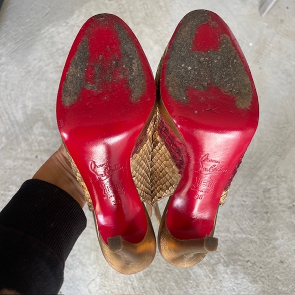 Christian Louboutin Snakeskin Snake Heels Slingback Pumps - Picture 8 of 9